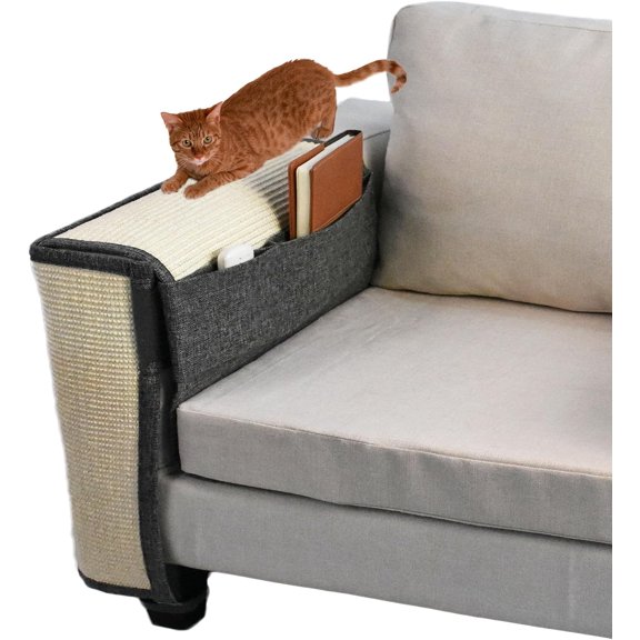 Upgraded Cat Scratch Sisal Sofa Protector,Furniture Couch Protector from Cat Scratching with Natural Sisal Full Cover 27.5''L*19.7''W(Right Hand)