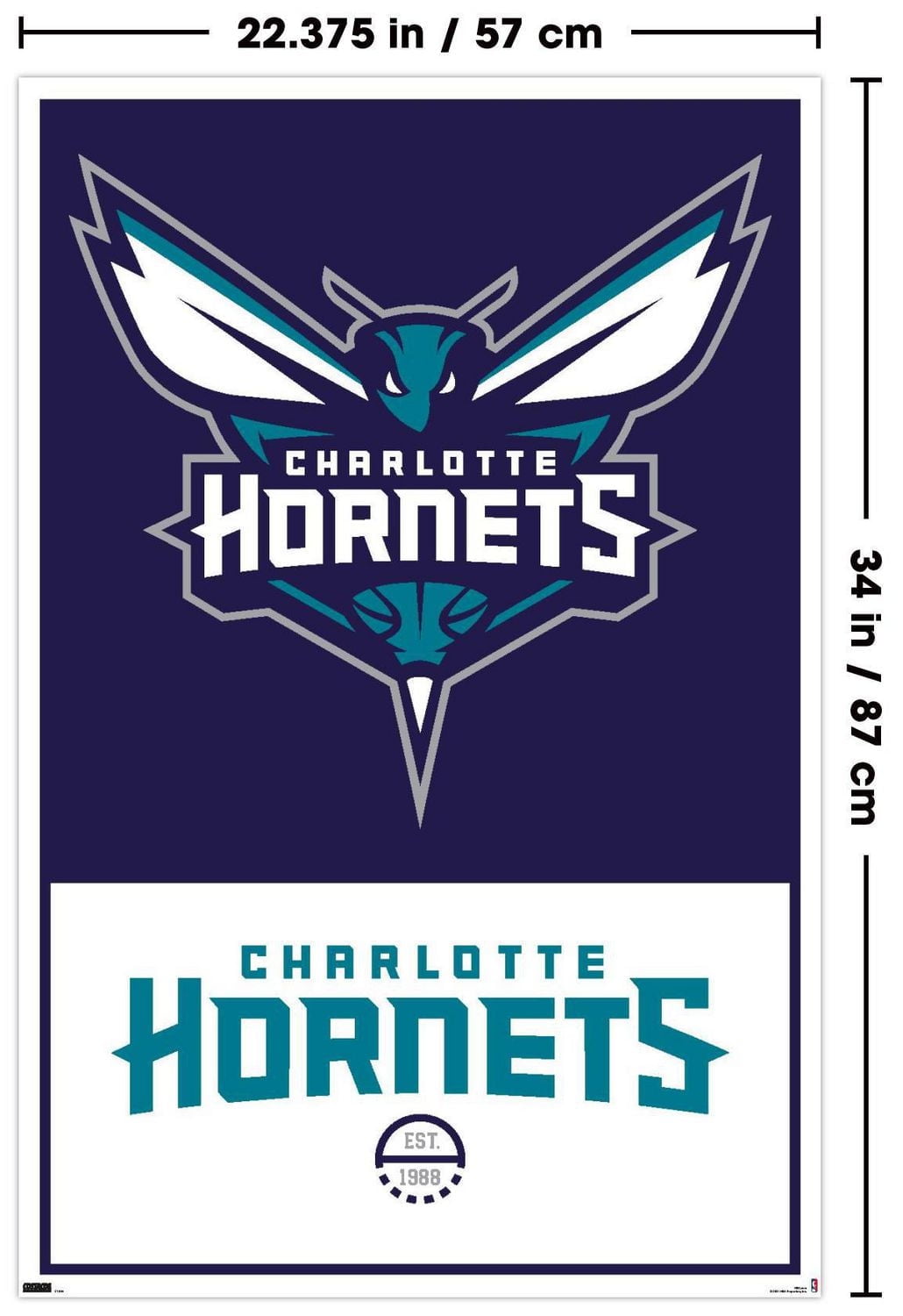 NBA Charlotte Hornets - Logo 21 Wall Poster, 22.375" x 34"