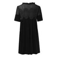 thumbnail image 5 of MDUKONU Women's Velvet Lace A-Line Overall Casual Pleated Swing Wedding Skirtall Scallop Neck Flared Mini Dress Black M, 5 of 5