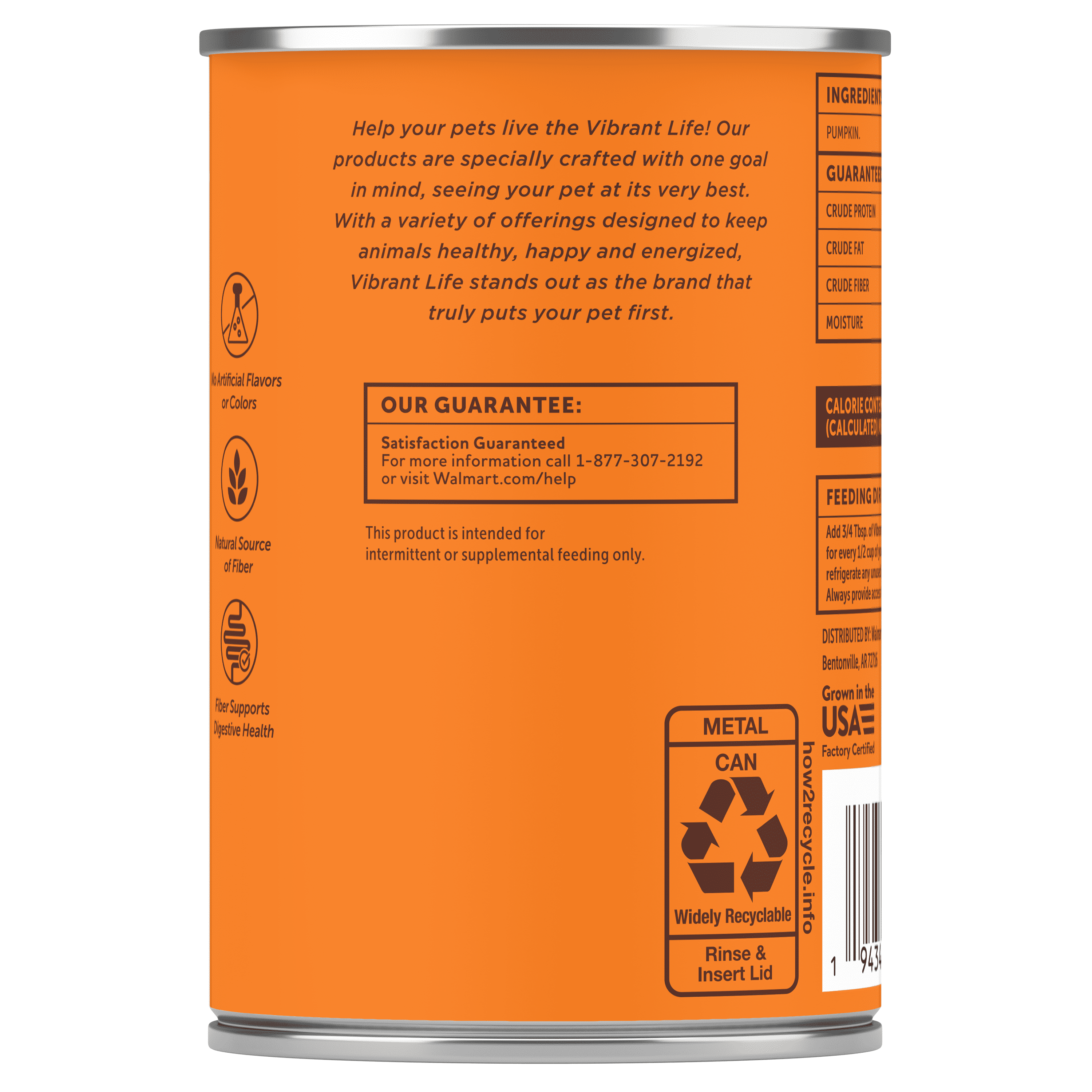 Vibrant Life 100% Pure Pumpkin Digestive Supplement for Dogs, 15oz