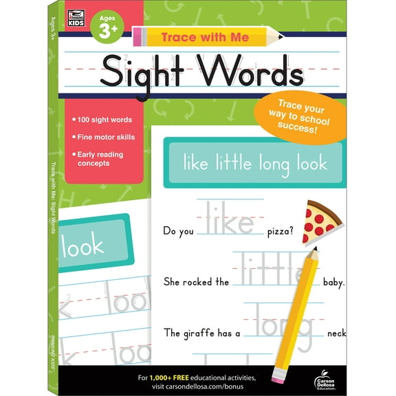 Thinking Kids Trace with Me: Sight Words Activity Book (128 pages) Grade PK-2