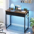 thumbnail image 6 of Pinmoco 32" Small Vanity Desks with RGB LED Lights & 2 Fabric Drawers, Writing Study Desk for Small Space with Hanging Hook Hook for Home, Bedroom, Rustic, 6 of 11