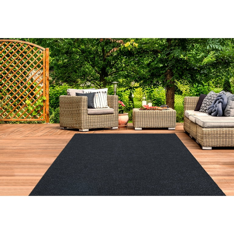 Scrabe Rib Waterproof Non-Slip Rubberback Ribbed Red Indoor/Outdoor Utility  Rug