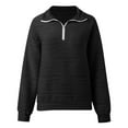 thumbnail image 5 of Quarter Zip Pullover Women 2025 Fall Winter Long Sleeve Jacquard Collared Plain Sweatshirt Pullover Tops, 5 of 7