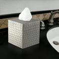 thumbnail image 2 of Monarch Abode Tissue Box Cover, Hand Hammered, Metal, Square Tissue Box Holder, Pewter, 2 of 4