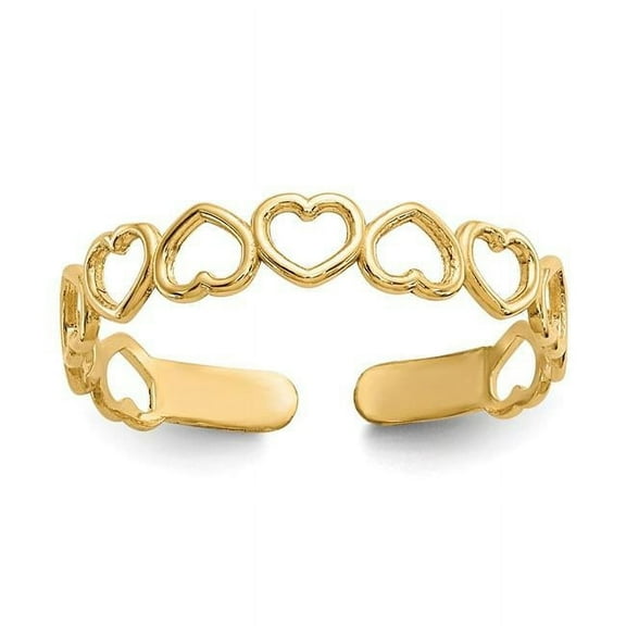 Primal Gold 10 Karat Yellow Gold Open Hearts Toe Ring