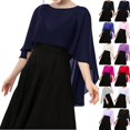 thumbnail image 2 of Women's Capelet Shawls Wraps for Evening Dresses Chiffon Wedding Cover Up Navy, 2 of 3
