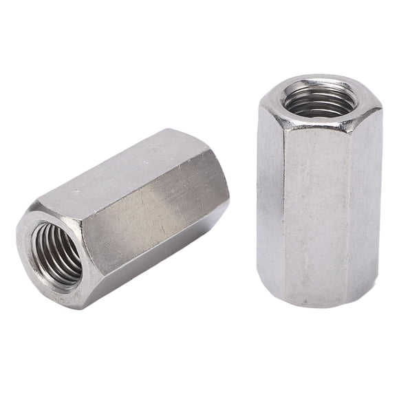 Premium Stainless Steel M16 Hex Coupling Nuts – Set of 2, Rust-Resistant & Durable for Secure Fastening, Ideal for Bolts & Studs, Indoor & Outdoor Use, 48mm Length, Silver Finish