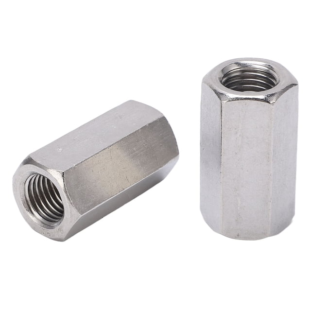 Lot de 2 Écrous de Couplage Hexagonaux en Acier Inoxydable 304 M16 x 2 24 L48mm, Argent Antirouille Résistant à la Corrosion pour Raccords, Goujons, Vis de Machine et Tiges Filetées, Usage Intérieur/extérieur