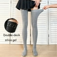 thumbnail image 2 of Bas Opaques Cuisse Haute pour Femmes Generic avec Silicone, Gris, Taille Unique, 2 of 5