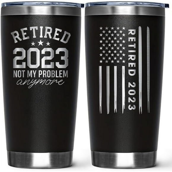 Cadeaux de Retraite 2023 pour Hommes Femmes Gobelet Isolé 20oz - Cadeaux Drôles de Retraités pour Papa Maman Mari Épouse Grand-Papa Grand-Maman Collègues Employés