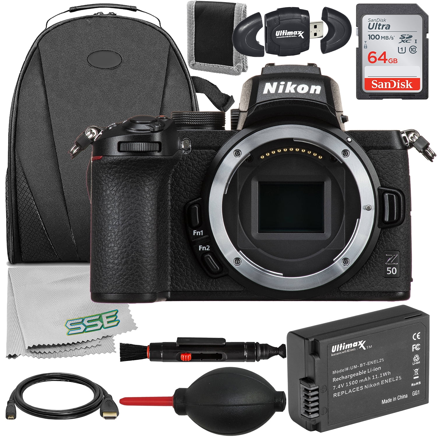 Nikon D500 20.9MP DSLR Camera (Body Only) 1559 Pro Bundle with Extra  Battery and Charger, Sandisk Ultra 32GB SD, Gadget Bag, Tripod, HDMI Cable  and More 