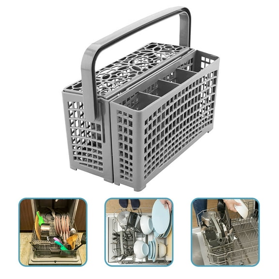Milisten 1Set Dishwasher Racks for Kitchen Accessories Cutlery Storage Grey Plastic 9.04X5.11X4.87in