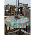 thumbnail image 2 of Outdoor Tablecloths with Umbrella Hole & Zipper, Colorful Ethnic Round Tablecloths 60 Inch, Modern Abstract National Geometric Teal Waterproof Table Cloth, Patio/Pool/Picnic Table Covers, 2 of 8