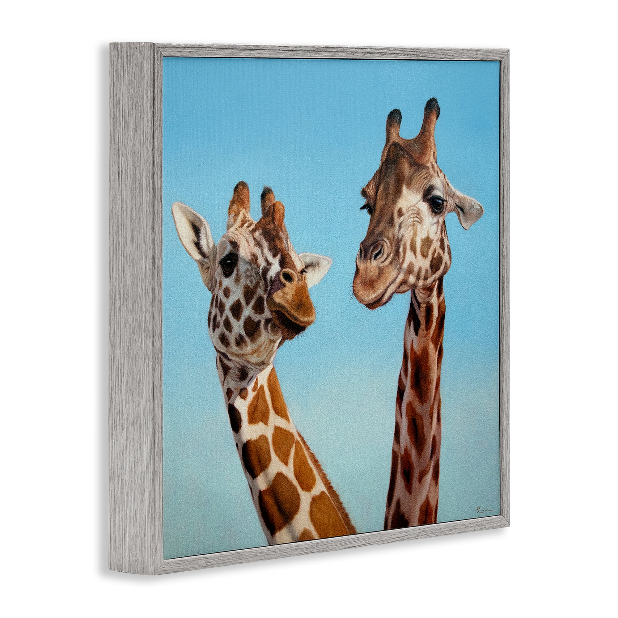 Stupell Industries Romantic Soulmate Giraffes Gray Framed Giclee Art, design by Lucia Heffernan