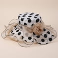 thumbnail image 3 of Vjnyvs Europe Style Sun Hat Women Organza Polka Dots Hat Wide Brim Floral Hat Elegant Spring Cap UV Protection Caps for Travel, 3 of 7