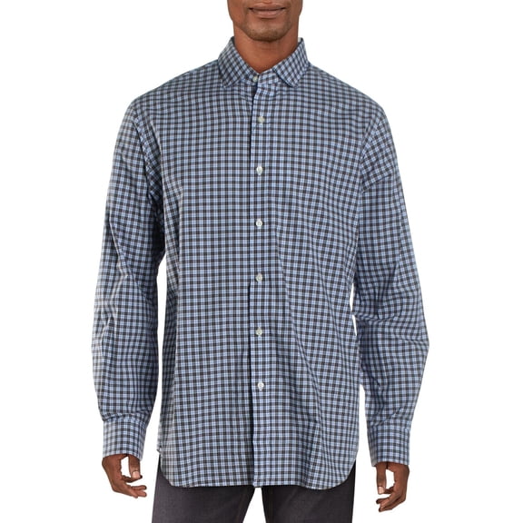 Polo Ralph Lauren Mens Cotton Plaid Button-Down Shirt Blue L