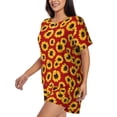 thumbnail image 5 of Lafuoo Sunflowers On Red Pattern Women's Round Neck Short Sleeve Pajamas Set, Button Pajamas Elastic Band Pajamas Home Wear-4X-Large, 5 of 9