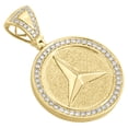 thumbnail image 3 of 10K Yellow Gold Mens Real Diamond Mercedes Medallion Pendant 1.85" Charm 1.24 CT, 3 of 5