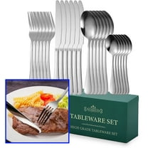 Dorm Utensils Fork Spoon Knife Silverware Stainless Steel Flatware Set Tableware Spoons and Forks Cutlery 16-Piece Mirror Polished, Dishwasher