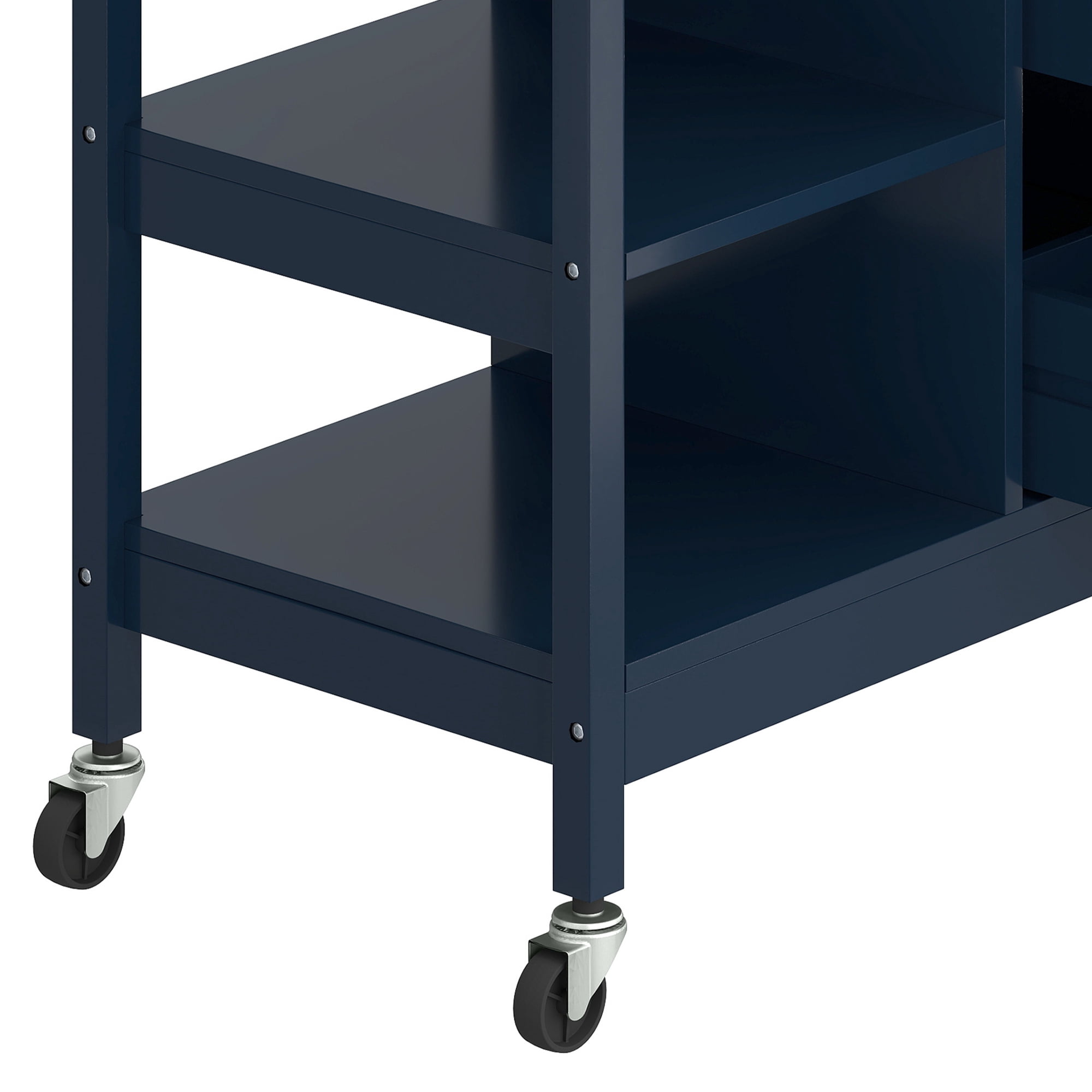 Uforic Kitchen Storage Cart with Drawers & Open Shelves, Rolling Kitchen Island, Blue