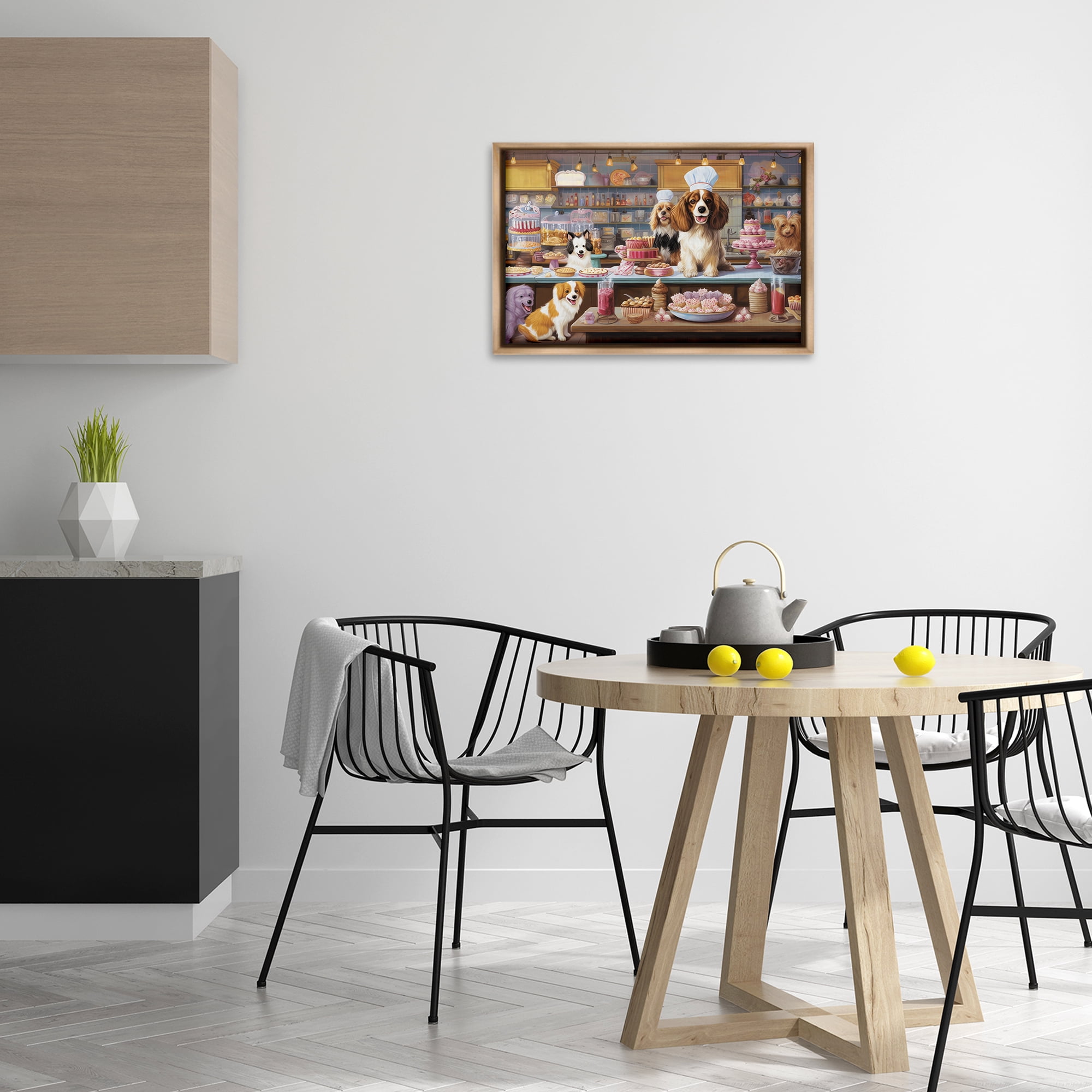 Stupell Industries Sweet Treats Pastry Dogs Food & Beverage Painting Brown Floater Framed Canvas Art Print Wall Art, 25 x 17