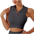 thumbnail image 3 of Women's Sleeveless Turndown Collar Solid Color Comfy Daily Tank Tops Casual Workout | CSEONE,Gray M, 3 of 6