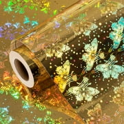 HOMERAL Holographic Wrapping Paper, Gold Butterfly Thick Iridescent Gift Wrap Paper Roll for Birthday, Wedding Shower, Holiday, All Occasion - 17 In x 33 FT