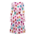thumbnail image 5 of Renewold Soft Comfortable Swing Dress Valentine's Day Women Long Sleeve Dress 2XL Colorful Hearts Long-Sleeve Midi Dress Flowy Dress for Club Picnic Tours, 5 of 7
