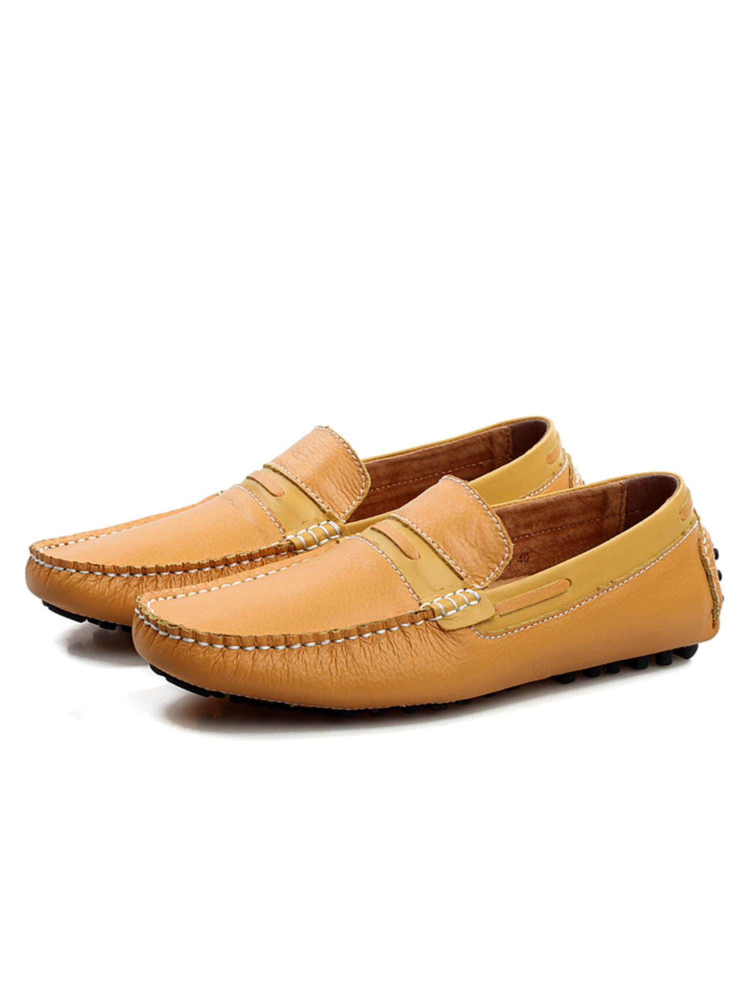 Men Casual Driving Loafers Slip On Boat Shoes Lightweight Leather Flat Moccasins 