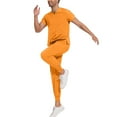 thumbnail image 3 of Scrub Suit Set for Men, Modern V-Neck Scrub Top & Jogger Scrub Pants with Multi Pockets Professionals Soft Stretch Medical Nursing Uniforms Set (Orange), 3 of 6