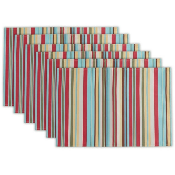 DII Summer Stripe Outdoor Placemat (Set of 6), 19"x13", 100 Polyester