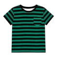 thumbnail image 4 of Rggeeun Toddler Boys T-Shirts Summer Short Sleeve Striped Crew Neck With Pocket Comfortable Kids Tops For Casual Play And Daily Stylish Tee,Green,6-7 Years, 4 of 6