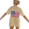 thumbnail image 4 of Wyobmus Women Graphic PrinT-Shirt Oversized American Flag Tee Shirt Short Sleeve Loose Fit Summer Beach Tops A-Khaki, 4 of 5