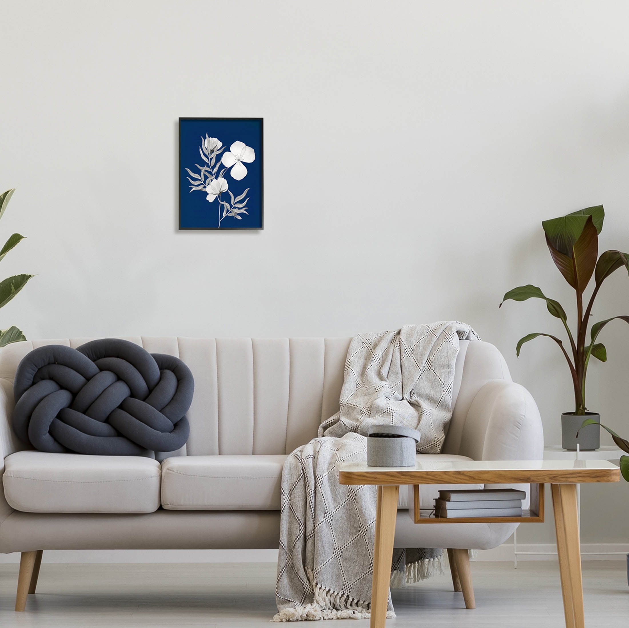 Stupell Industries Bold Floral Sprig Leaves Graphic Art Black Framed Art Print Wall Art, Design by Kourtni Gunn