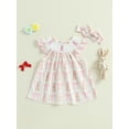 thumbnail image 4 of Toddler Baby Girls Dress 6 9 12 18 24 Months 2T 3T Rabbit/Easter Eggs Print Fly Sleeve Casual Dress Baby Princess Dress Easter Clothes with Headband, 4 of 9
