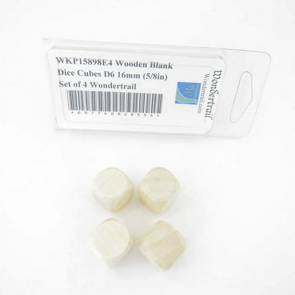 Dark Wood Blank Dice Cubes D6 16mm (5/8in) Set of 4 Wondertrail