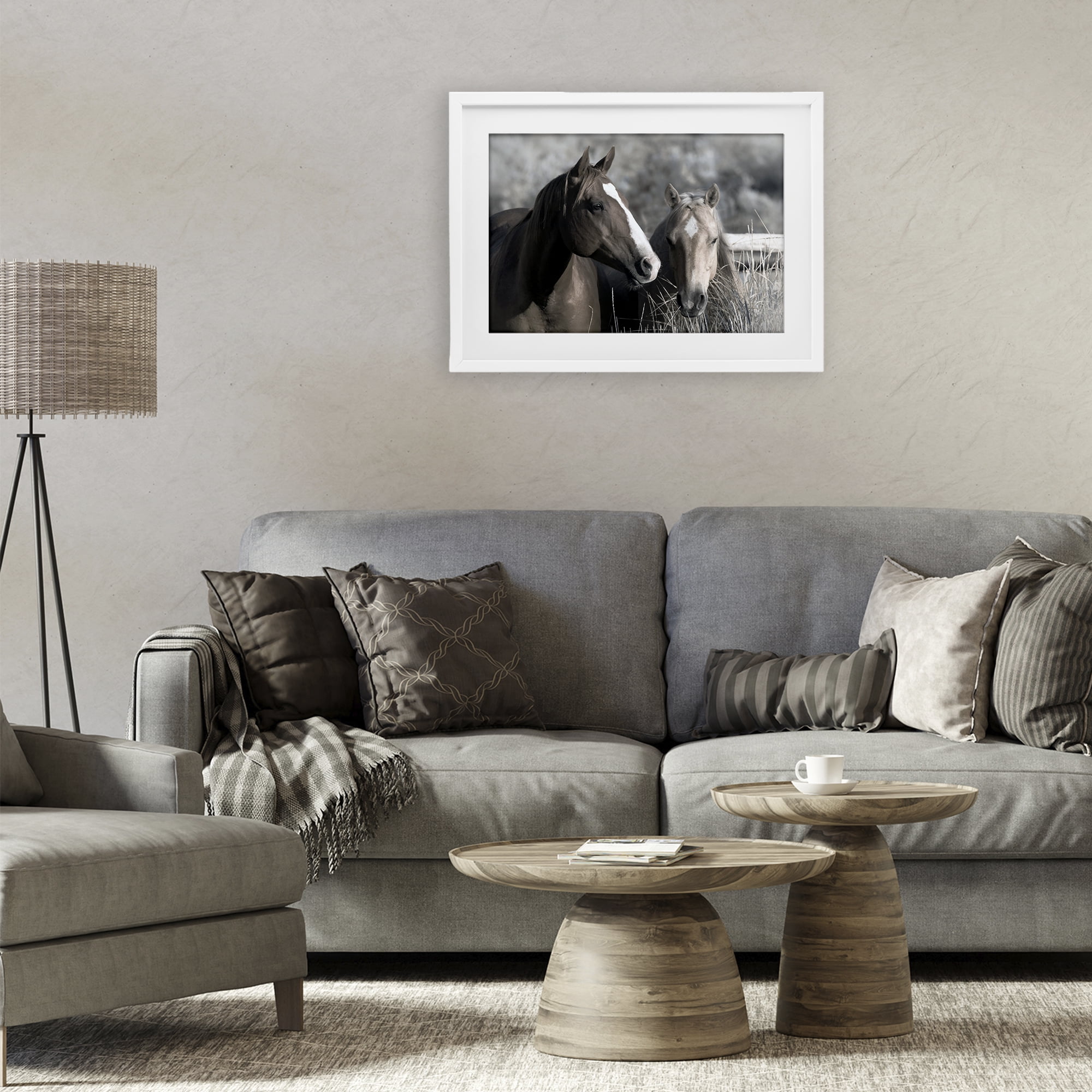 Stupell Industries Content Horses In Pasture White Framed Print Under Glass, design by Danita Delimont