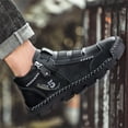 thumbnail image 6 of Xfvqtps Mens Ankle Boots British Large High Top Side Zipper Fashion Outdoor Cowhide Driving Shoes Leather Shoes Trendy Large Size Breathable Driving Shoes Black, 6 of 9