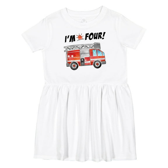 Inktastic I'm 4 Fire Truck 4th Birthday Girls Toddler Dress