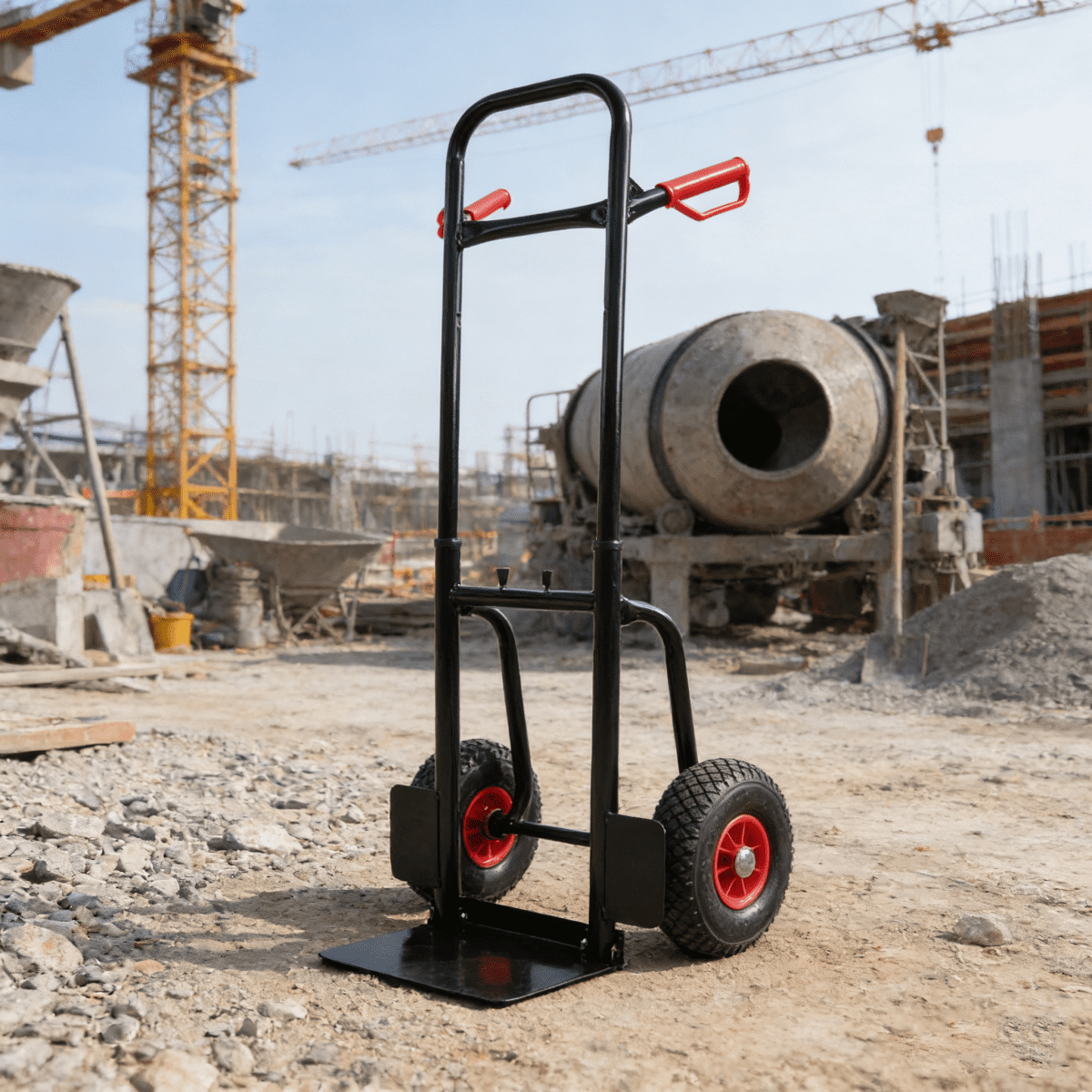 Heavy Duty Hand Truck with Double Handles – 330 lb Steel Trolley, 10" Rubber Wheels for Moving