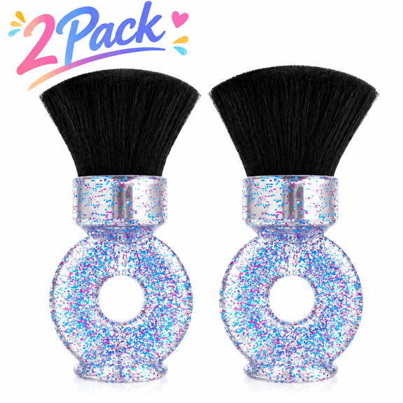 2pcs Barber Neck Duster Brush Soft Bristles Ergonomic Handle Portable Mini Barber Hairbrush for Hair Cutting