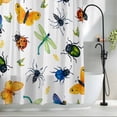thumbnail image 2 of Insects Shower Curtain, 48" x 72", Colorful Butterfly Dragonfly Ladybird Bee Spiders Watercolor Waterproof Bathroom Curtain Washable Shower Curtain Set with 12 Hooks, 2 of 8
