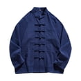 thumbnail image 1 of Chandail Orange pour Homme à Col Rond, Cardigan à Col Montant à Manches Longues Uni pour Homme, Haut en Lin, 1 of 2