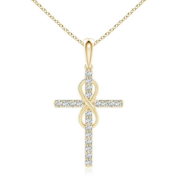 ANGARA IGI Certified Lab Grown 1.04 Ct Diamond Cross & Infinity Pendant for Women in 14K Yellow Gold (Size-2.3mm| Color-F-G| Clarity-VS) | Anniversary, Jewelry Gift for Women | Diamond Necklace