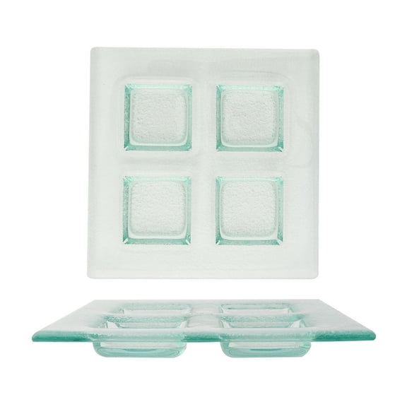 Turgla Fusion Glass 8" x 8" Square Clear Glass Sectional Plate (Set of 2)