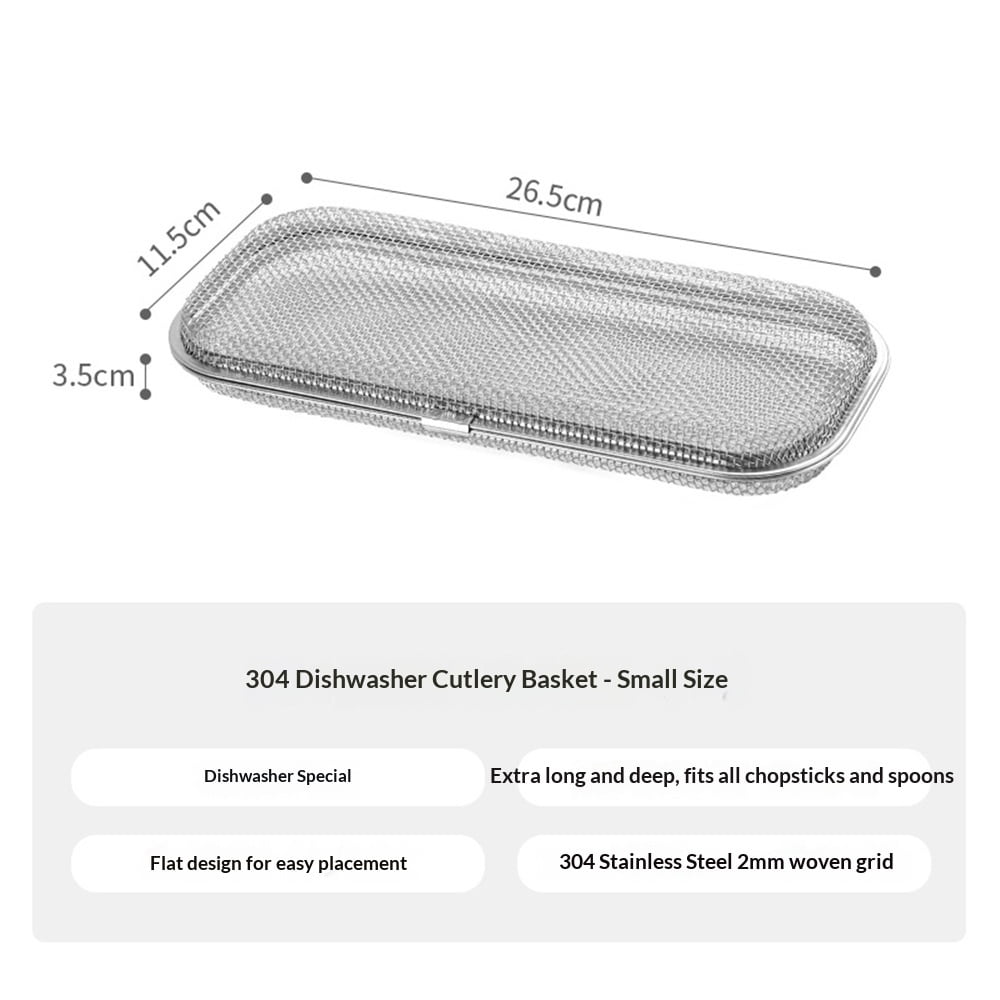 Stainless Steel Dishwasher Basket for Utensils -Food-Grade Dishwasher Storage Basket for Chopsticks, Forks, Scoops and Small Items