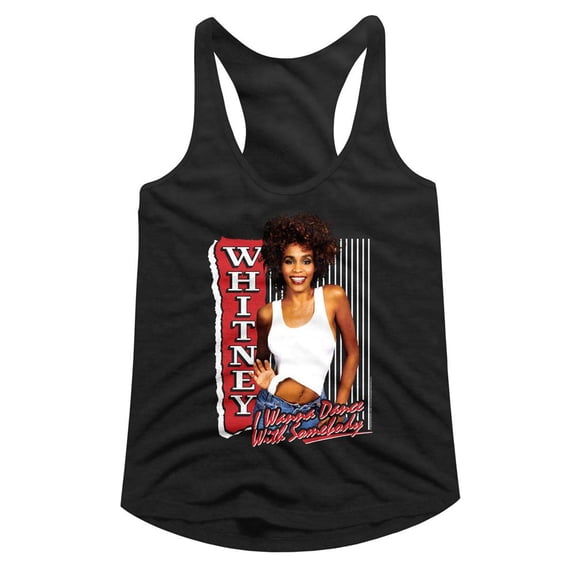 Whitney Houston I Wanna Dance Black Women's Slim Fit Racerback Tank Top