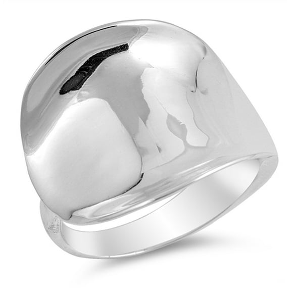 Wide Concave High Polished Fashion Ring ( Sizes 5 6 7 8 9 10 ) New .925 Sterling Silver Band Rings (Size 9)