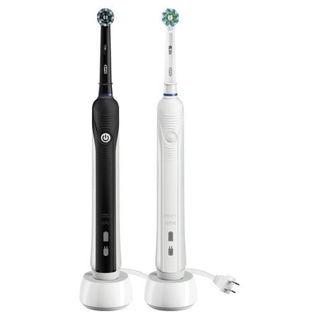 Oral-B Pro 1000 CrossAction Electric Toothbrush, Powered by Braun, Black and White, Pack of